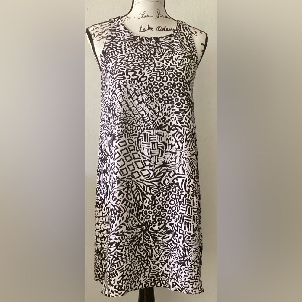 NWT Lilly Pulitzer -Jackie Silk Black & White Dress Sz XS